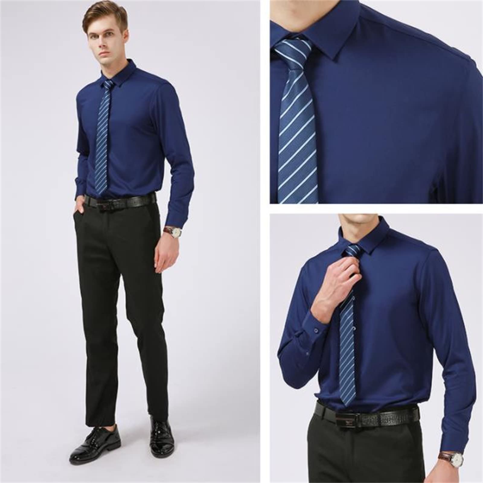 Amazon.co.jp: メンズ長袖シャツ メンズ竹繊維ビジネスカジュアル長袖